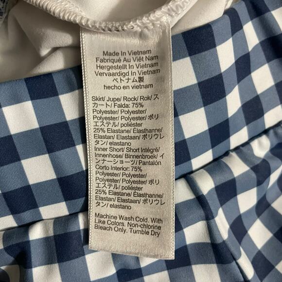 J Crew Factory Womens XXS Active Skort Skirt Blue White Gingham Plaid BO970 - Picture 4 of 9